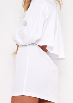 Shirt Dresses|Long Sleeve Dresses*Missy Empire Cecilia Pocket Front Back Detail Shirt Dress White
