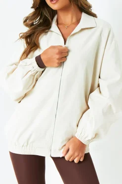 Concert Outfits|Coats & Jackets*Missy Empire Celly Cream Oversized Cotton Bomber Jacket
