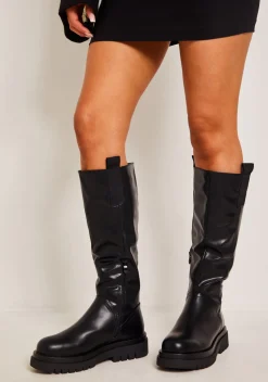 Boots|Heels*Missy Empire Chanda Knee High Chunky Boots Black