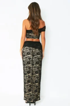 The Party Edit|Skirts*Missy Empire Charli Black Lace Fold Over Maxi Skirt