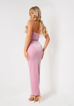 The Party Edit|Skirts*Missy Empire Charlie Pink Metallic Glitter Maxi Skirt