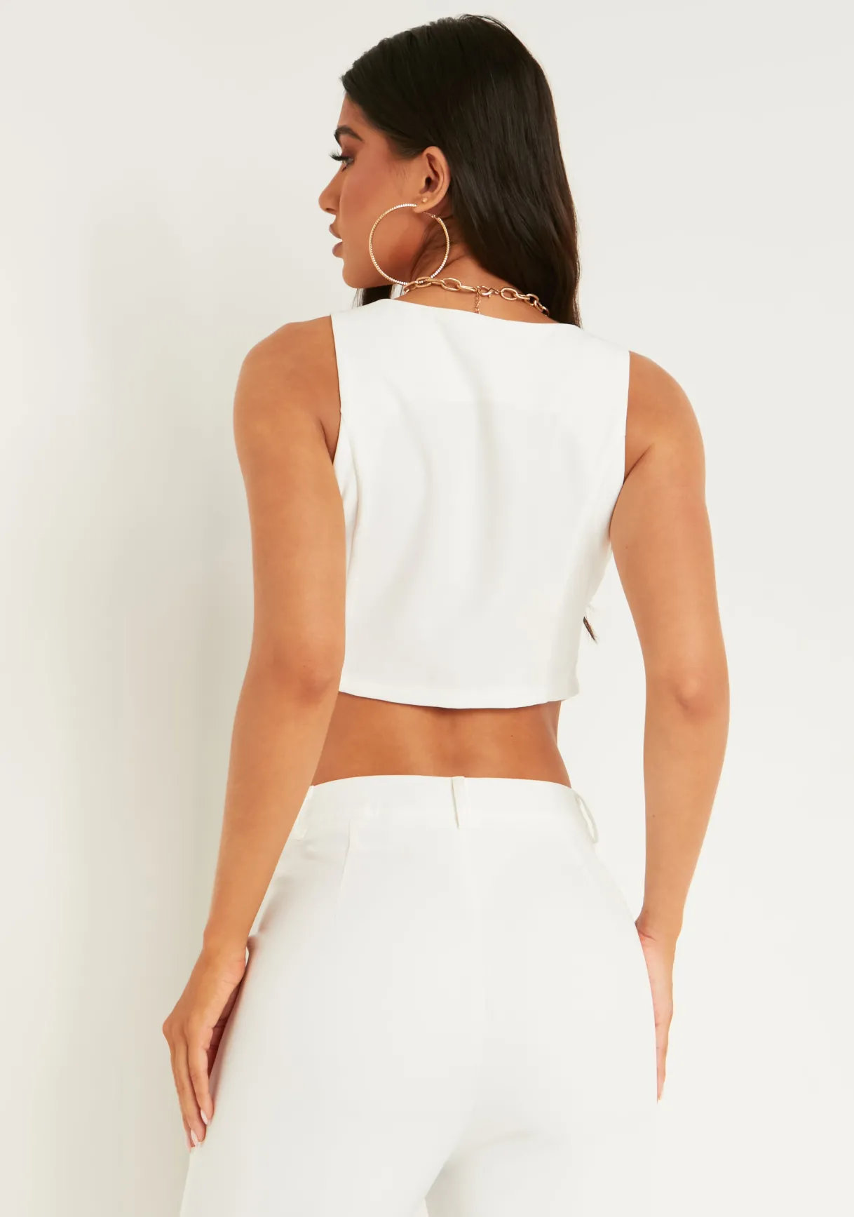 The Party Edit|Tops*Missy Empire Ciara Tailored Crop Waistcoat White