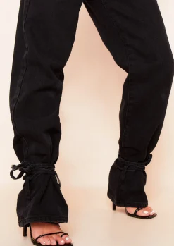 Jeans|Denim*Missy Empire Cici Denim Dark Wash Tie Hem Straight Leg Jeans Black