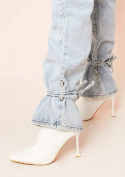 Jeans|Denim*Missy Empire Cici Denim Light Wash Tie Hem Straight Leg Jeans Pastel Blue