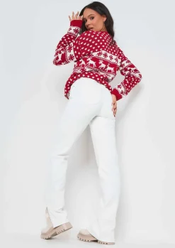 Knitwear*Missy Empire Cindy Oversized Christmas Jumper Red
