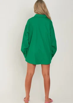 Tops*Missy Empire Clara Thick Cotton Oversized Shirt Green
