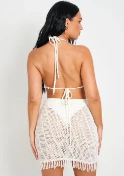Rave Outfits|Tops*Missy Empire Clara White Knitted Crochet Bralet