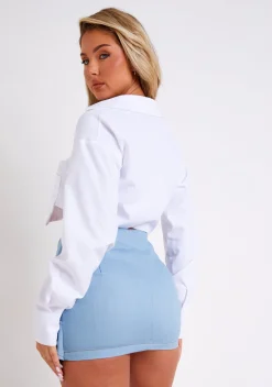 Skirts|Denim*Missy Empire Cloe Mid Wash Pastel Blue Denim Belted Mini Skirt