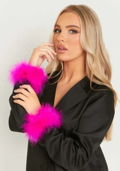 Bracelets|The Party Edit*Missy Empire Connie Feather Snap Cuffs Set Of 2 Pink