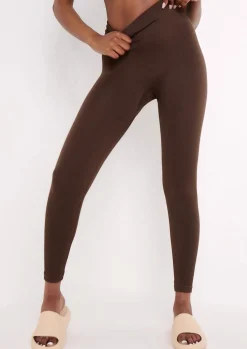 Airport Vibin'|Seamless & Shapewear*Missy Empire Cyndi Seamless Ribbed High Waisted Leggings Chocolate