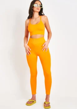 Seamless & Shapewear|Loungewear*Missy Empire Cyndi Seamless Ribbed High Waisted Leggings Orange