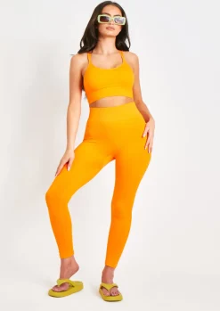 Seamless & Shapewear|Loungewear*Missy Empire Cyndi Seamless Ribbed High Waisted Leggings Orange