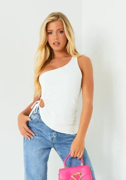 Tops*Missy Empire Dana White Asymmetric Cut Out Top