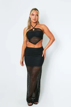 Skirts|Knitwear*Missy Empire Danielle Black Crochet Maxi Skirt