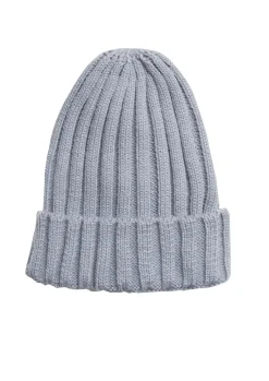 Hats*Missy Empire Danni Grey Plain Ribbed Beanie