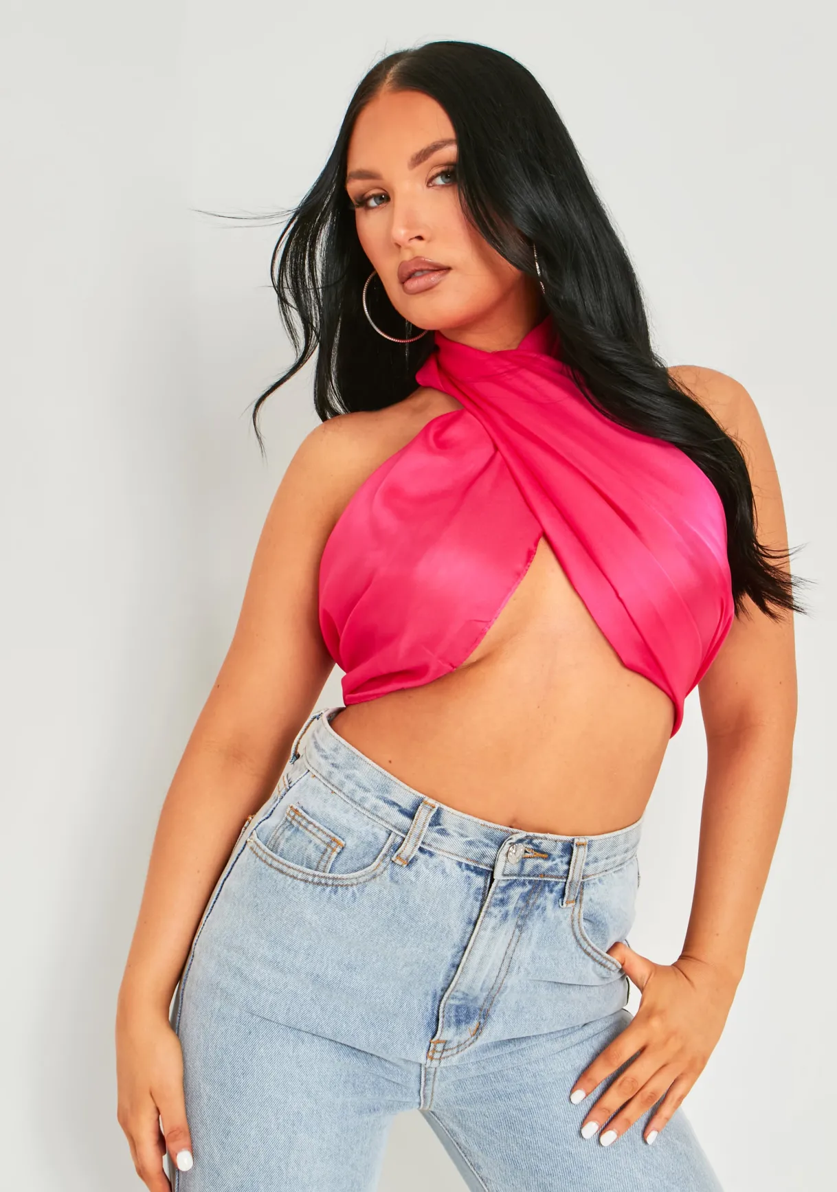 Tops*Missy Empire Dayna Pink Scarf Top
