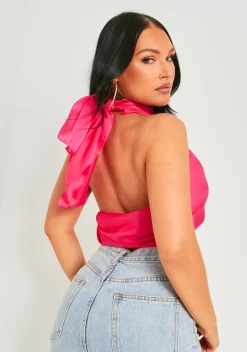 Tops*Missy Empire Dayna Pink Scarf Top