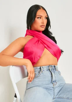 Tops*Missy Empire Dayna Pink Scarf Top
