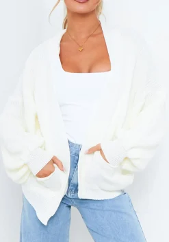 Loungewear|Knitwear*Missy Empire Devyn Balloon Sleeve Cardigan Cream