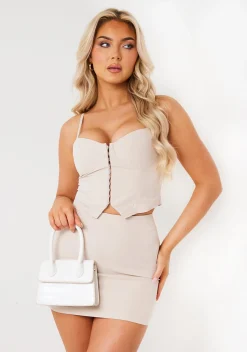 Concert Outfits|Tops*Missy Empire Dionne Beige Hook & Eye Corset Top
