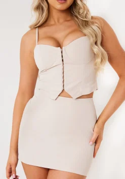 Concert Outfits|Tops*Missy Empire Dionne Beige Hook & Eye Corset Top