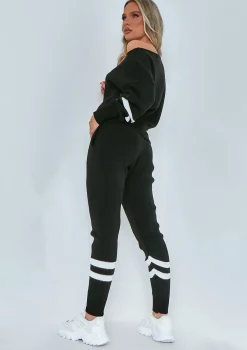 Airport Vibin'|Co-Ords*Missy Empire Dominique Black Oversized Knitted Loungewear Set