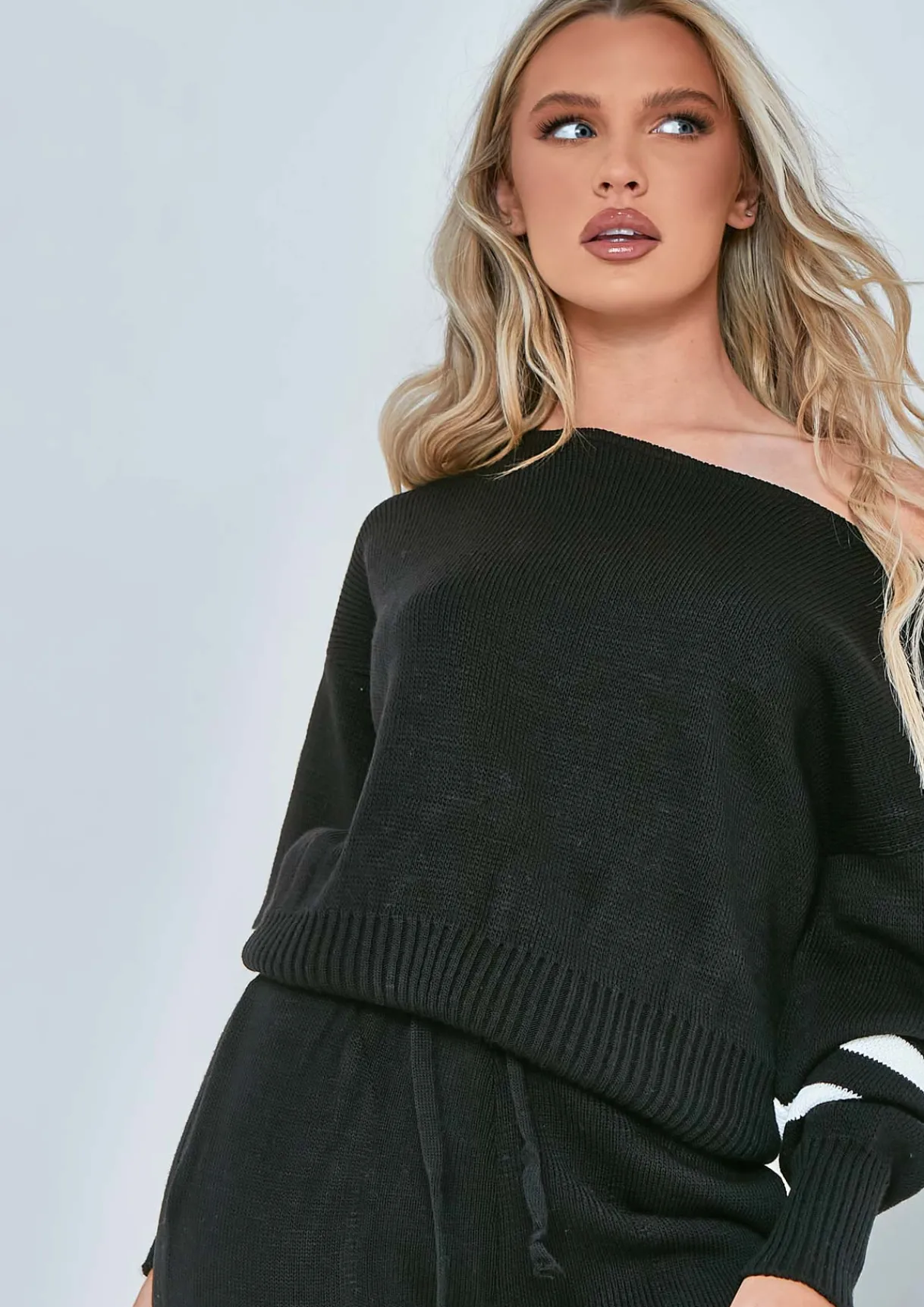 Airport Vibin'|Co-Ords*Missy Empire Dominique Black Oversized Knitted Loungewear Set