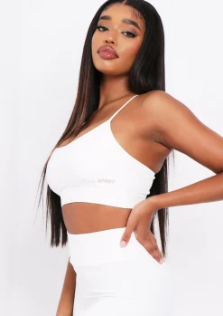 Gym Tops|Activewear*Missy Empire Eleanor Missy Sport Strappy Crop Gym Top Cream