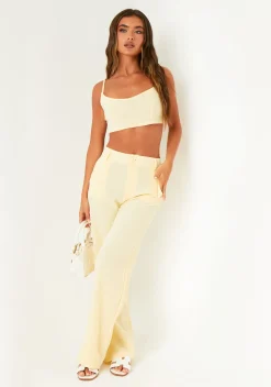 Tops|Co-Ords*Missy Empire Eleanor Lemon Washed Linen Crop Top