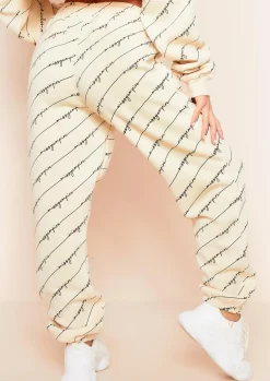 Airport Vibin'|Loungewear*Missy Empire Eliora Repetitive Slogan Joggers Cream