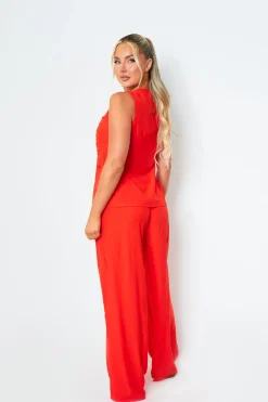 Trousers|Co-Ords*Missy Empire Ella Orange Frill Detail Wide Leg Trousers