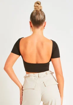 Airport Vibin'|Tops*Missy Empire Elle Premium Sculpt Backless Crop Top Black