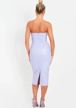 Midi Dresses|Party Dresses*Missy Empire Elle PU Bandeau Midi Dress Lilac