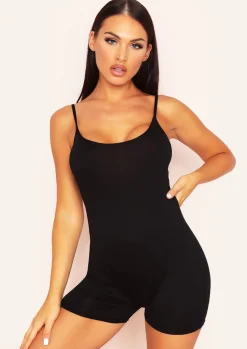 Jumpsuits & Playsuits*Missy Empire Ellen Black Strappy Scoop Neck Unitard