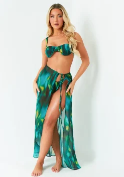 Swimwear|Beachwear*Missy Empire Ellie Green Printed Beach Sarong