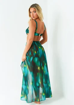 Swimwear|Beachwear*Missy Empire Ellie Green Printed Beach Sarong