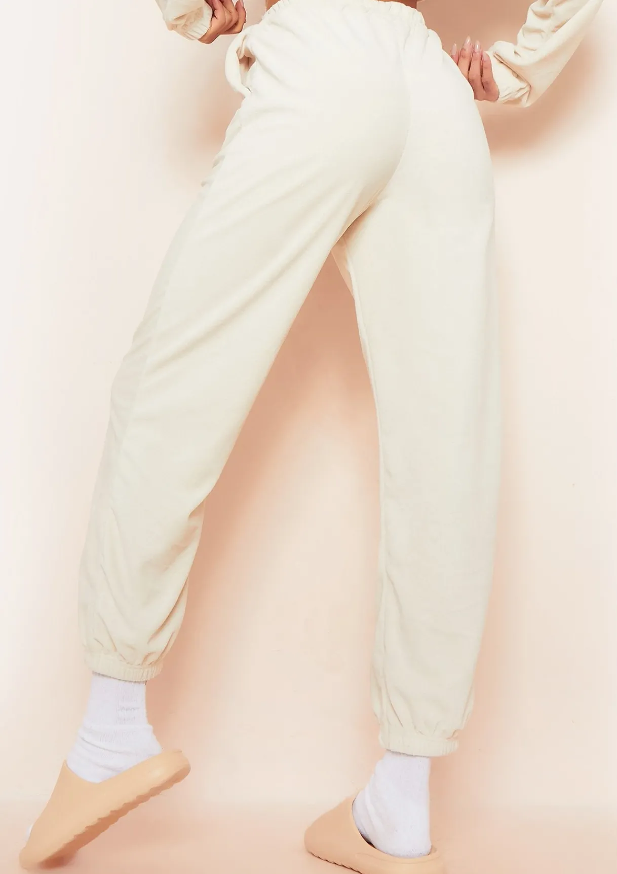Airport Vibin'|Tracksuits*Missy Empire Elma Cream Velour Joggers