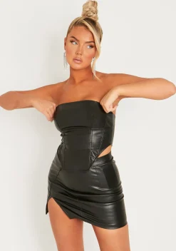 Concert Outfits|Tops*Missy Empire Elodie PU Corset Black