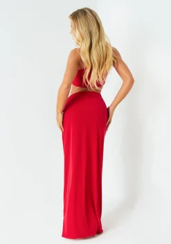 Skirts|Co-Ords*Missy Empire Elsie Red Tie Side Maxi Skirt