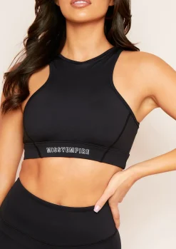 Gym Tops|Activewear*Missy Empire Emelie Racer Gym Crop Top Black