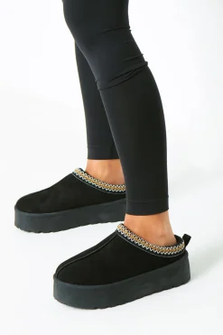 Flats|Boots*Missy Empire Emily Platform Faux Fur Lined Slip On Boots Black