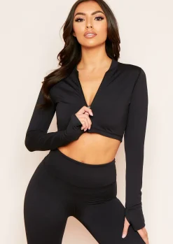 Gym Tops|Activewear*Missy Empire Emma Zipper Gym Jacket Black