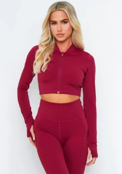 Gym Tops|Tops*Missy Empire Emma Burgundy Zipper Gym jacket Red