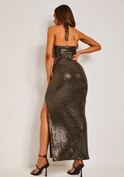 The Party Edit|Skirts*Missy Empire Esme Gold Sequin Maxi Skirt