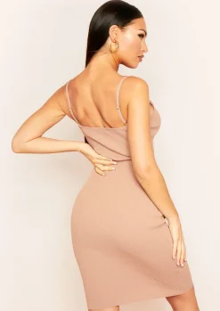 Knitted Dresses|Midi Dresses*Missy Empire Essie Ribbed Knitted Dress Mocha