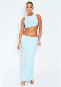 Tops|Co-Ords*Missy Empire Frankie Baby Blue High Neck Racer Crop Top