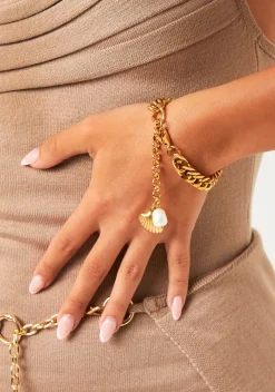 Bracelets*Missy Empire Frankie Gold Chunky Pearl Shell Details Chain Bracelet