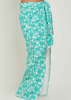 Skirts|Co-Ords*Missy Empire Frankie Green Floral Printed Wrap Around Maxi Skirt Teal