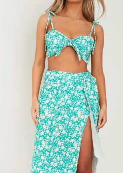 Skirts|Co-Ords*Missy Empire Frankie Green Floral Printed Wrap Around Maxi Skirt Teal