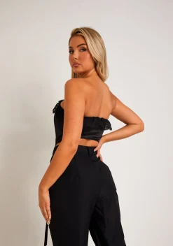 Tops*Missy Empire Gabriela Black Lace Satin Corset